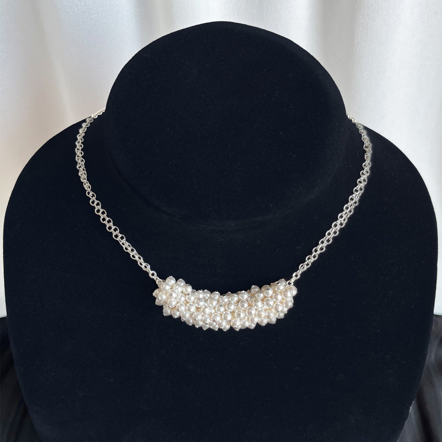 The Genevieve Necklace - Pearl Cluster Necklace - White