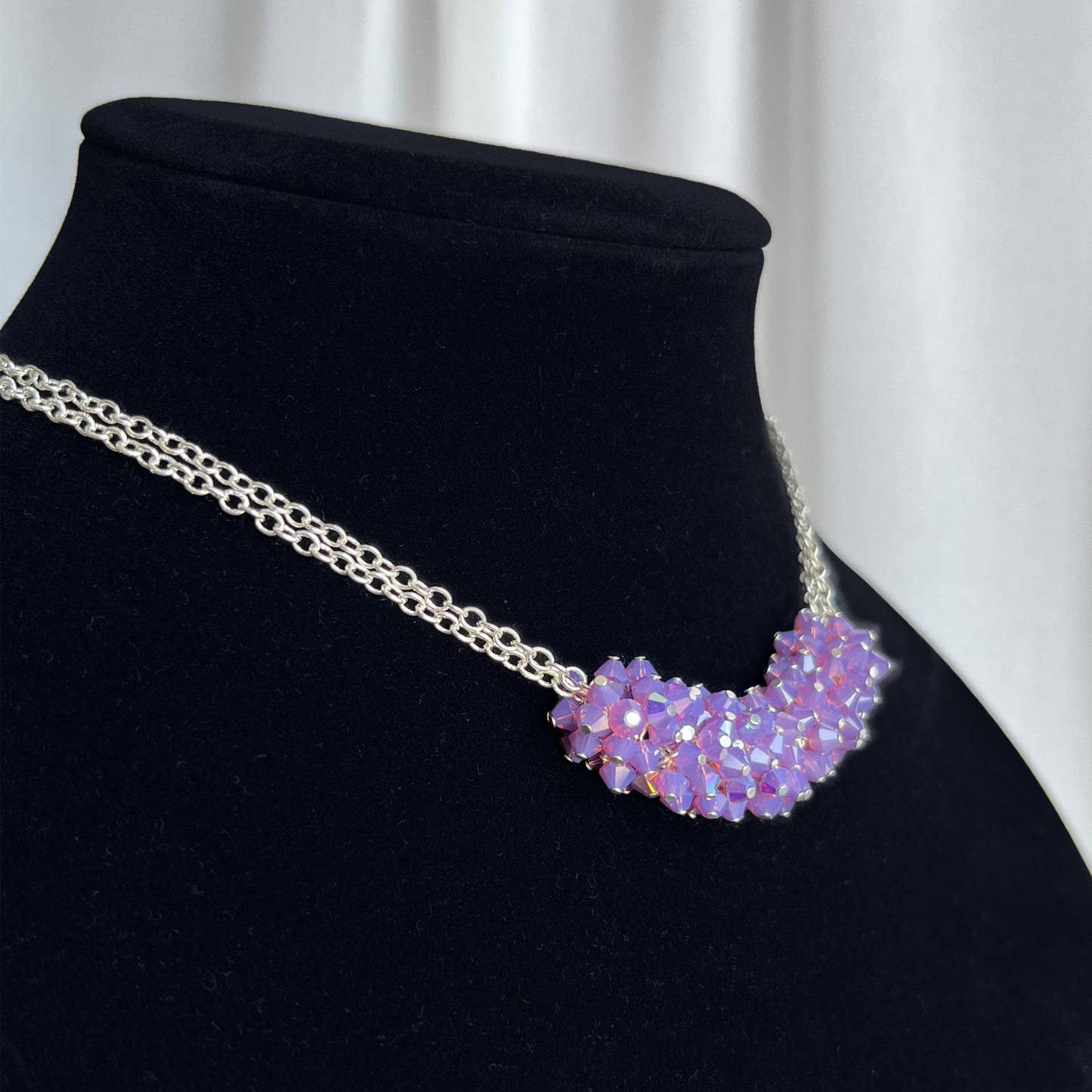 The Celeste Necklace – Romantic Crystal Cluster Necklace - Purple