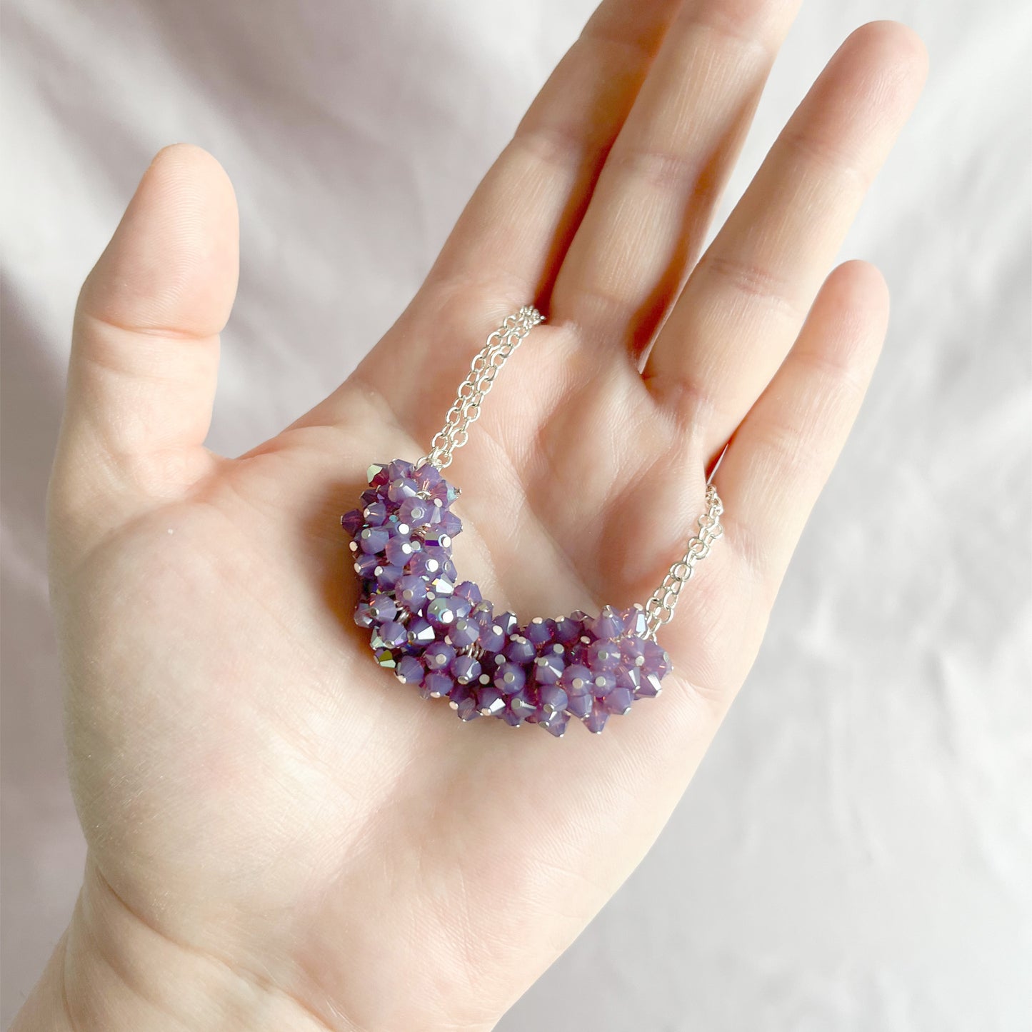The Celeste Necklace – Romantic Crystal Cluster Necklace - Purple