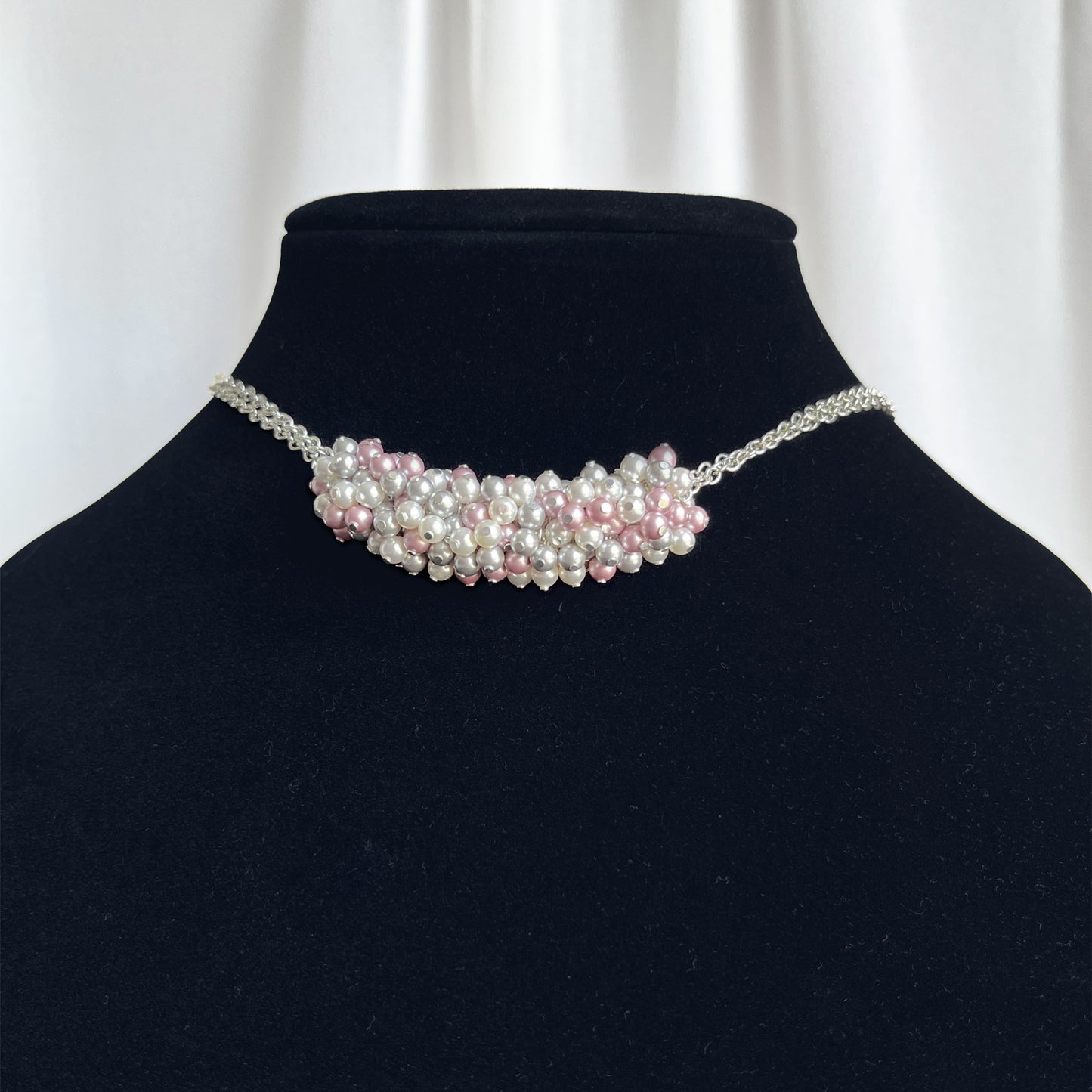 The Genevieve Necklace - Pearl Cluster Necklace - Pink Grey