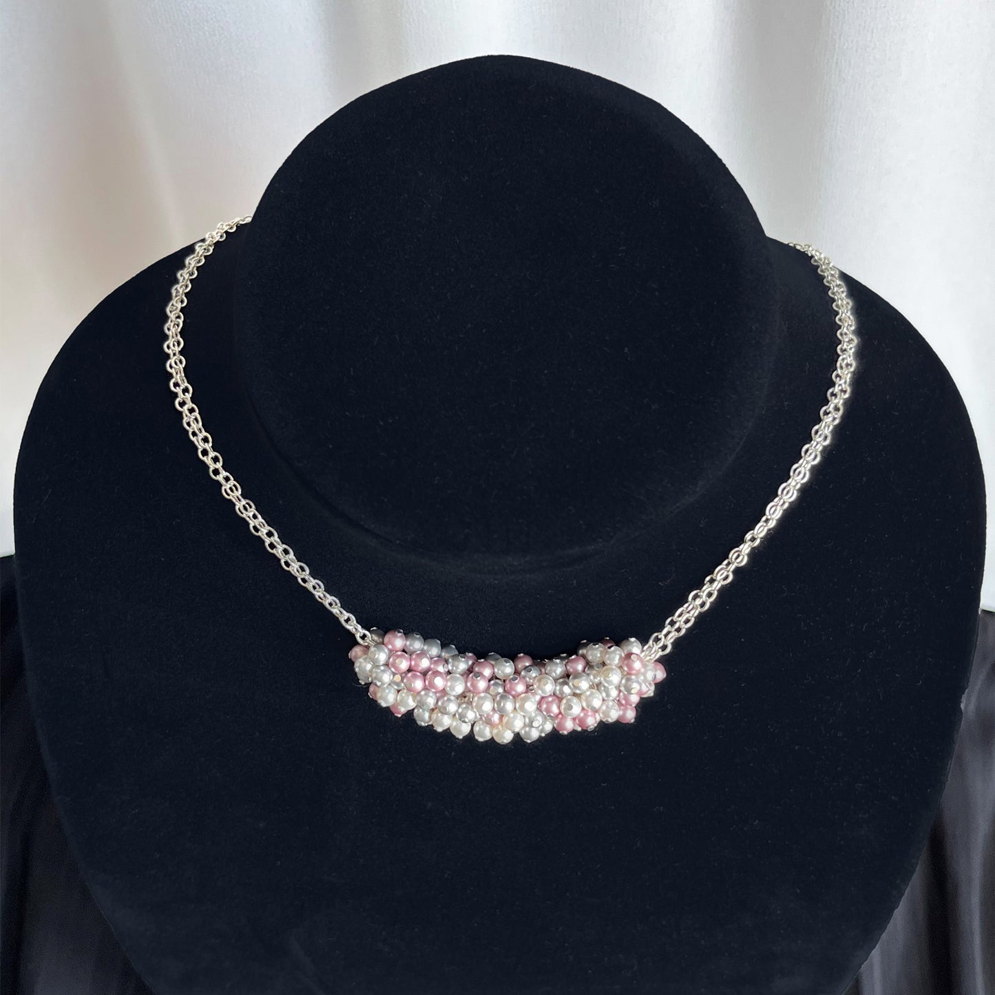 The Genevieve Necklace - Pearl Cluster Necklace - Pink Grey