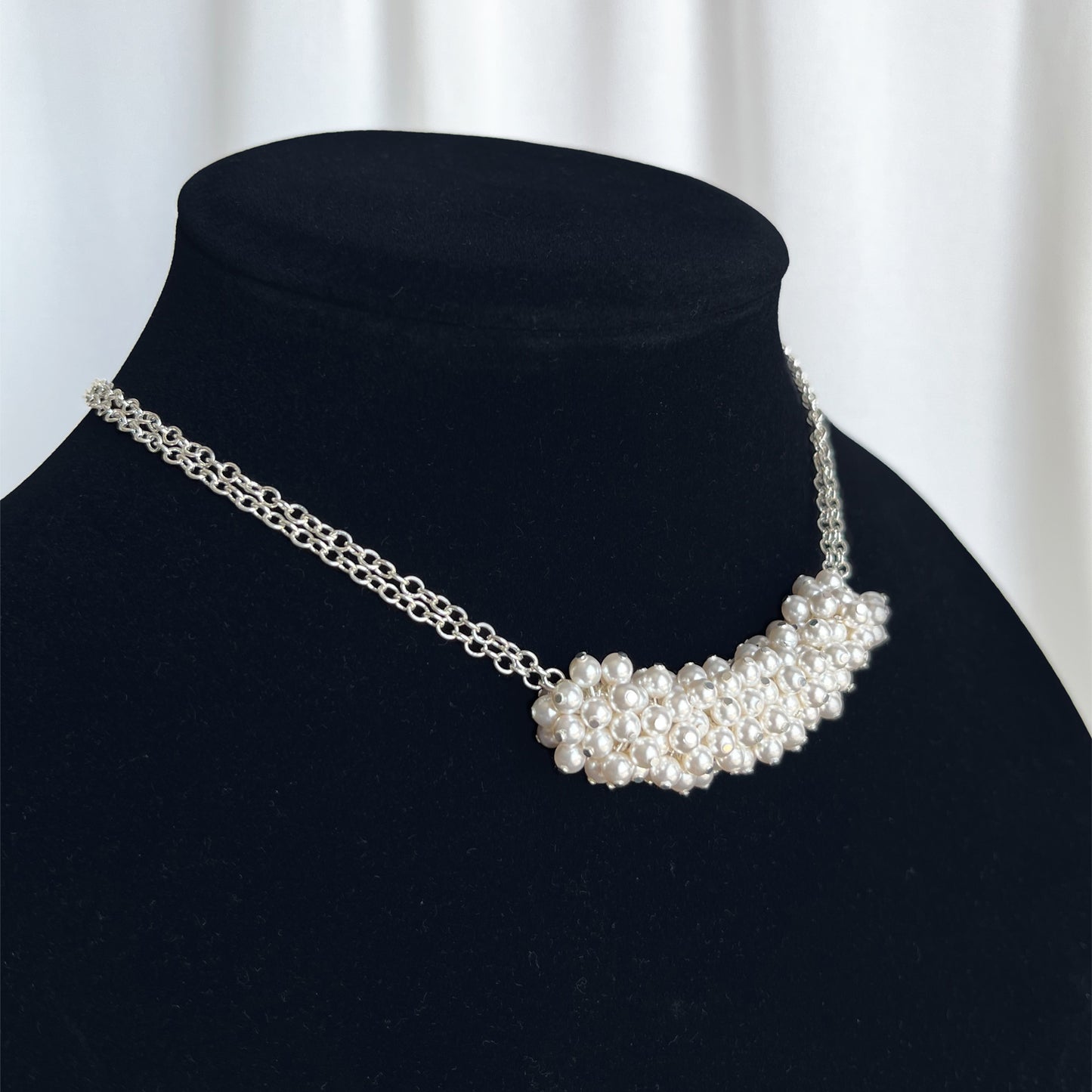 The Genevieve Necklace - Pearl Cluster Necklace - White