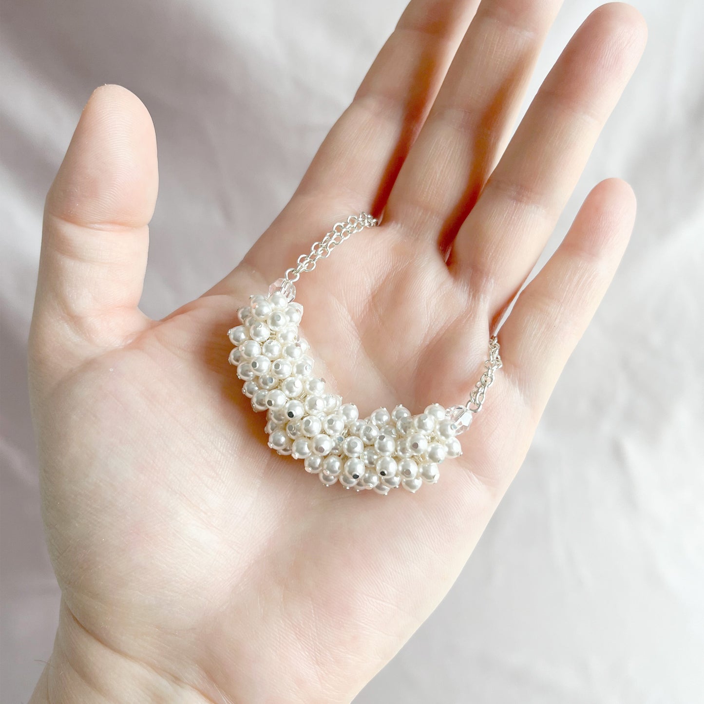 The Genevieve Necklace - Pearl Cluster Necklace - White
