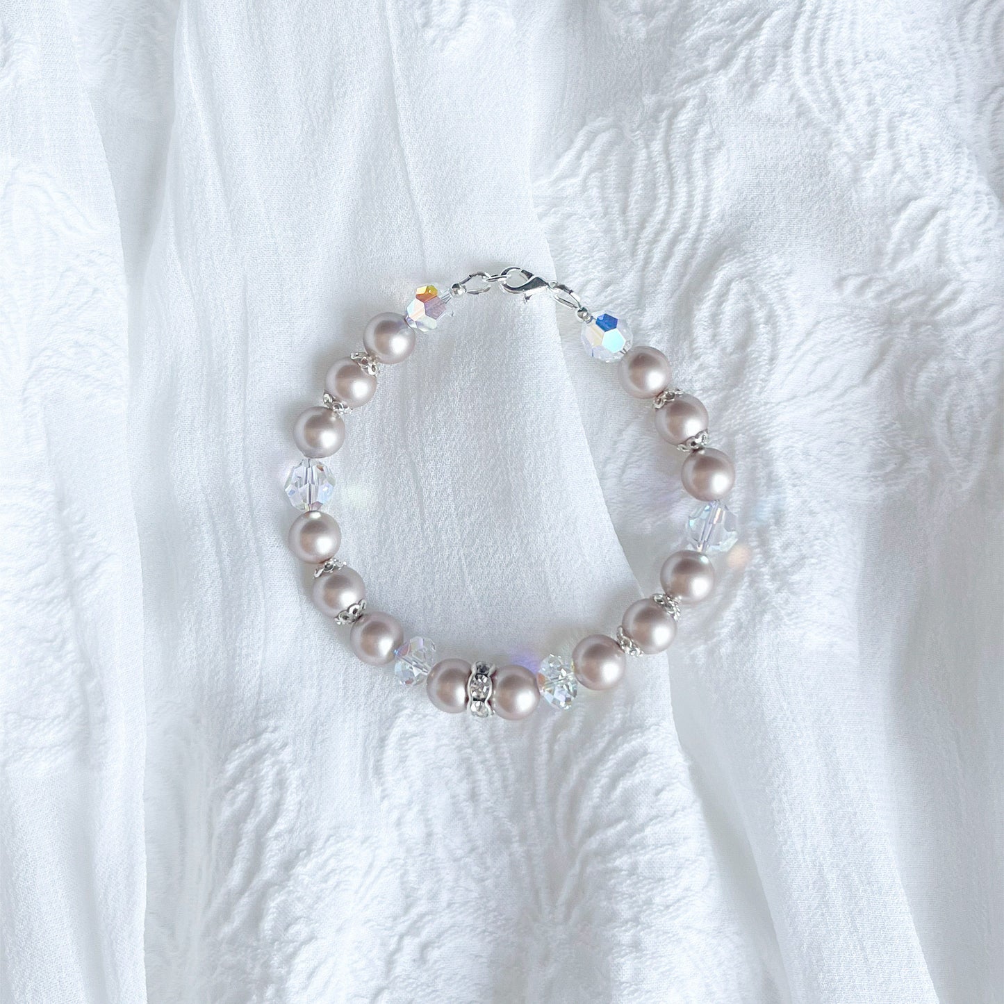 The Amélie Bracelet - Hand-Strung Crystal Pearl Bracelet - Almond